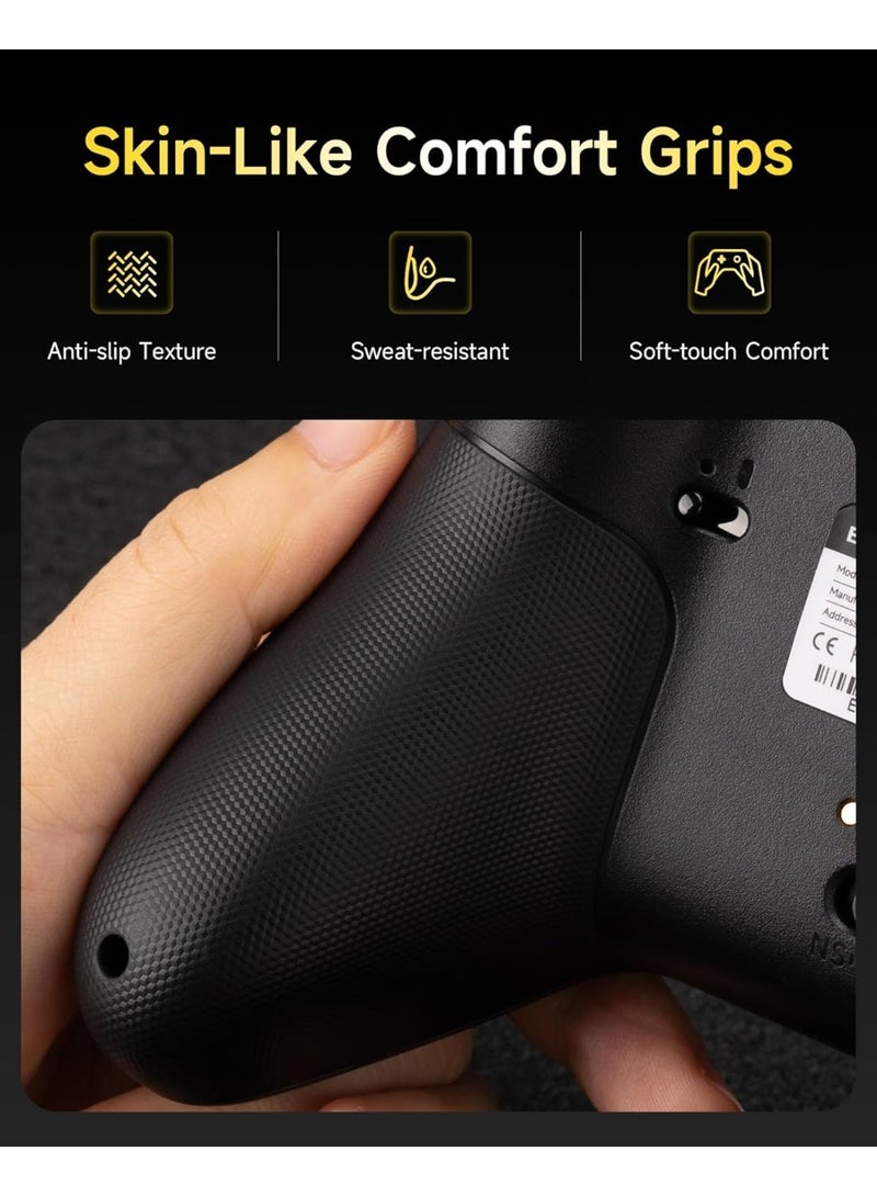 إيزي إس إم إكس وحدة تحكم EasySMX X05 Pro اللاسلكية للكمبيوتر الشخصي - أزرار ضغط هادئة، ومحفزات نبضية ثنائية المراحل، وزرّان قابلان للبرمجة، وعصا تحكم هول، وبطارية 1000 مللي أمبير، ووحدة تحكم ألعاب بتردد استجابة 1000 هرتز لأجهزة الكمبيوتر الشخصي/سويتش/أندرويد - Image 3